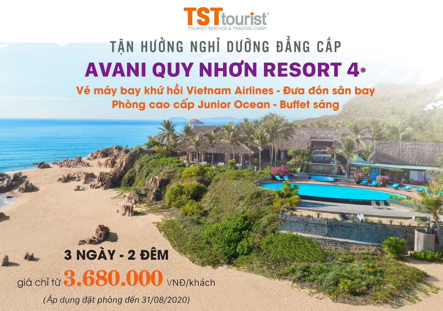 Trải nghiệm đẳng cấp AVANI QUI NHƠN RESORT 4 sao, vé máy bay khứ hồi Vietnam Airlines